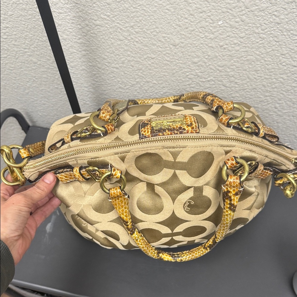 Coach Tan and Brown Signature Madison Sophia Snakeskin Satchel - Picture 9 of 13